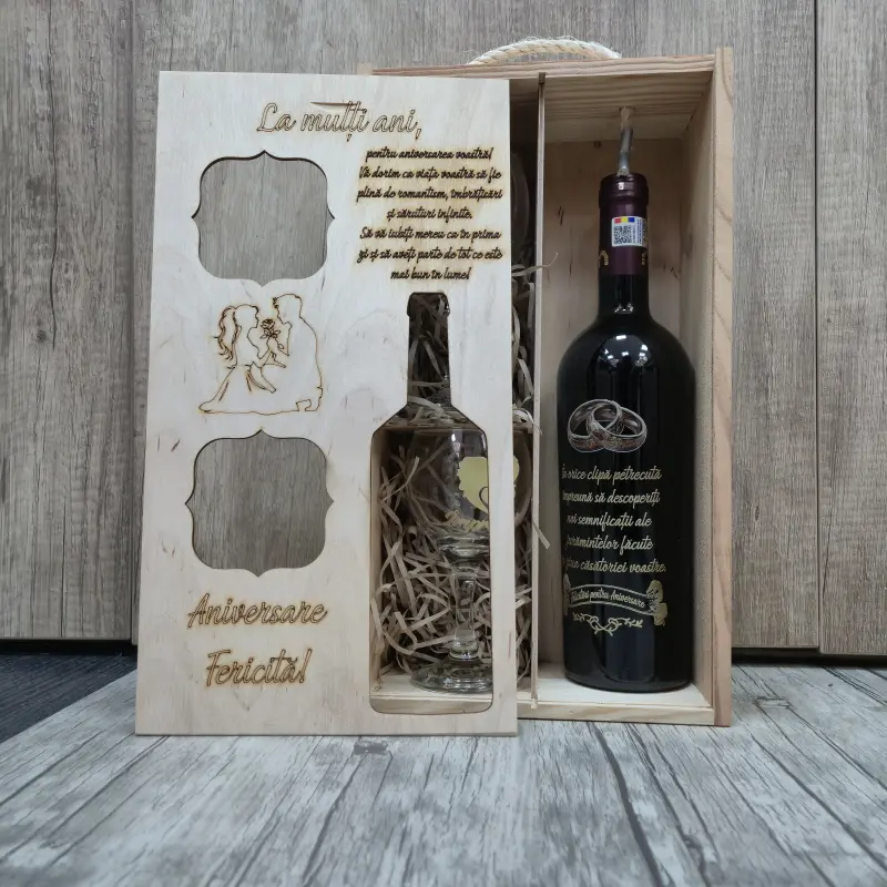 Cutie din lemn pentru 2 sticle de vin 20x11x36 cm, natur